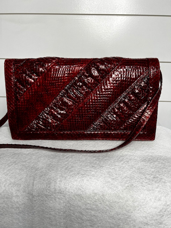 Vintage Red Snake Skin Purse Handmade in India