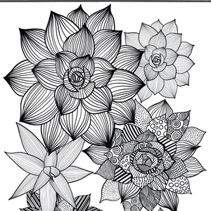 Hand Illustrated Succulents Coloring Page (Digital PDF Download)