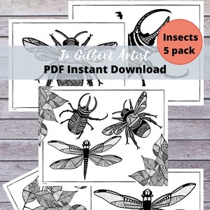 INSECT Coloring Pages PDF Download | Coloring Book Printable | Print & Color at home | INSTANT Download
