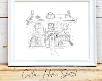Custom Home Portrait: Line Drawing, New Home Gift (Digital PNG, PDF, JPEG)
