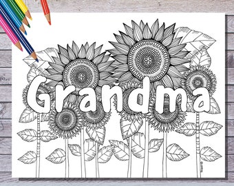 Printable Coloring Page for Grandma, Includes Greeting Card, Instant Download, Perfect Gift for Grandma in PDF, PNG and JPEG