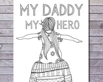 Father's Day Coloring Page and Greeting Card Printable | Daddy Card Printable | Instant Download PDF | Gift for Dad