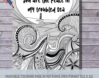 Scripture Coloring Page, Printable Instant Download, Adult Coloring, Bible Study, Bible Journaling, Encouraging Art