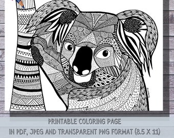 koala coloring pages etsy