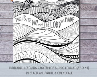 Page de coloriage des versets bibliques, Psaume 118:23, Téléchargement instantané imprimable, Coloriage des Écritures, Coloriage pour adultes, Outils d’étude de la Bible