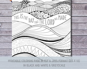 Bible Verse Coloring Page, Psalm 118:23, Printable Instant Download, Scripture Coloring, Adult Coloring, Bible Study Tools