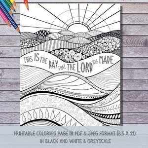 Bible Verse Coloring Page, Psalm 118:23, Printable Instant Download, Scripture Coloring, Adult Coloring, Bible Study Tools