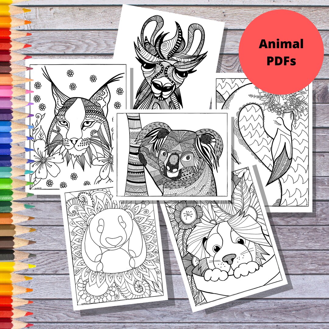 Animal Coloring Page Printable Pdfs | Instant Download | Kids DIY