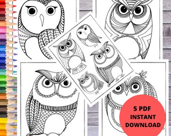 Printable Coloring Page| Owl Coloring Pages | Digital Prints | Instant Download PDFs