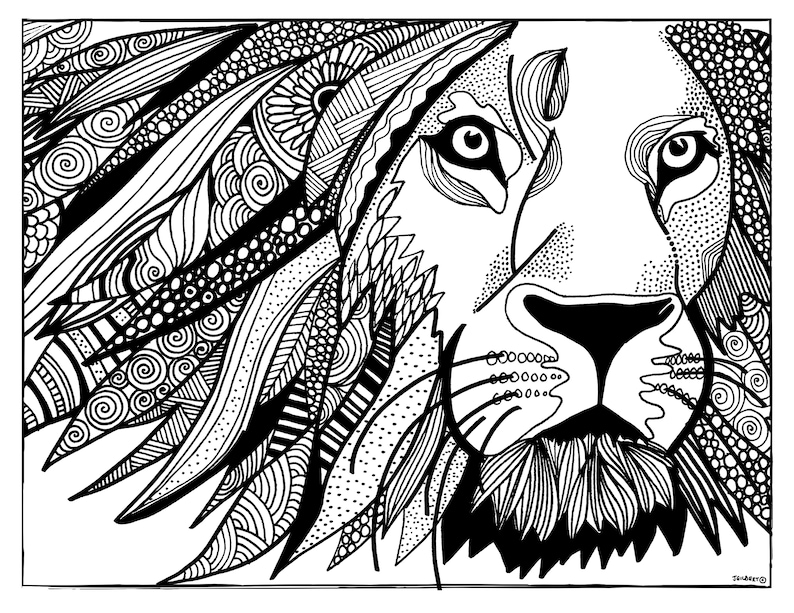 Printable Coloring Page LION Coloring Page Printable PDF | Etsy