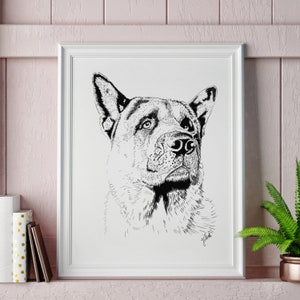 Custom Pet Portrait, Digital Illustration, Line Drawing, Custom Art, Personalized Christmas Gift, PNG, PDF and JPEG, dog, cat, horse sketch