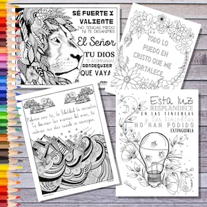 Páginas para colorear del versículo de la Biblia / Páginas para colorear de versículos bíblicos imprimibles en español / 4 imágenes digitales en PDF / Páginas para colorear imprimibles