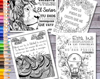 Spanish Bible Verse Coloring Pages: 4 Printable PDF Designs (Digital Download)