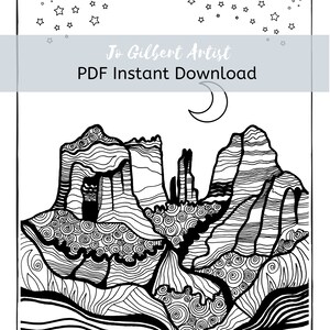 Printable Coloring Page| Sedona Arizona Coloring Page | PDF Digital ...