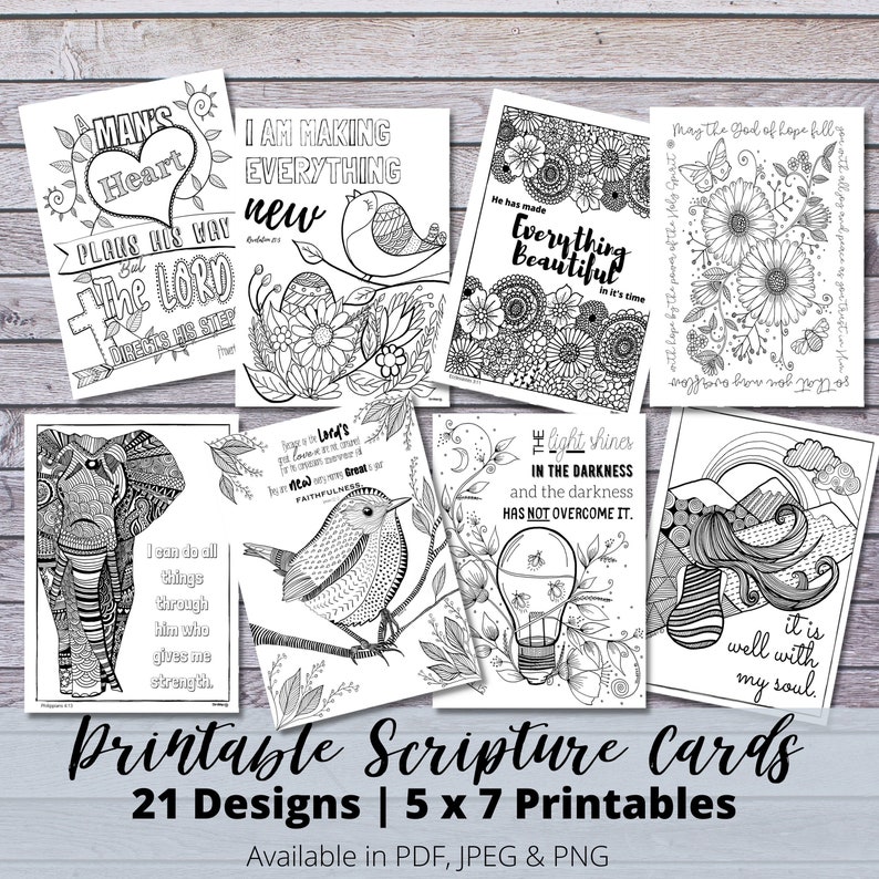 Printable Bible Verse 5 X 7 Note Cards HUGE 21 Page Bundle | Etsy