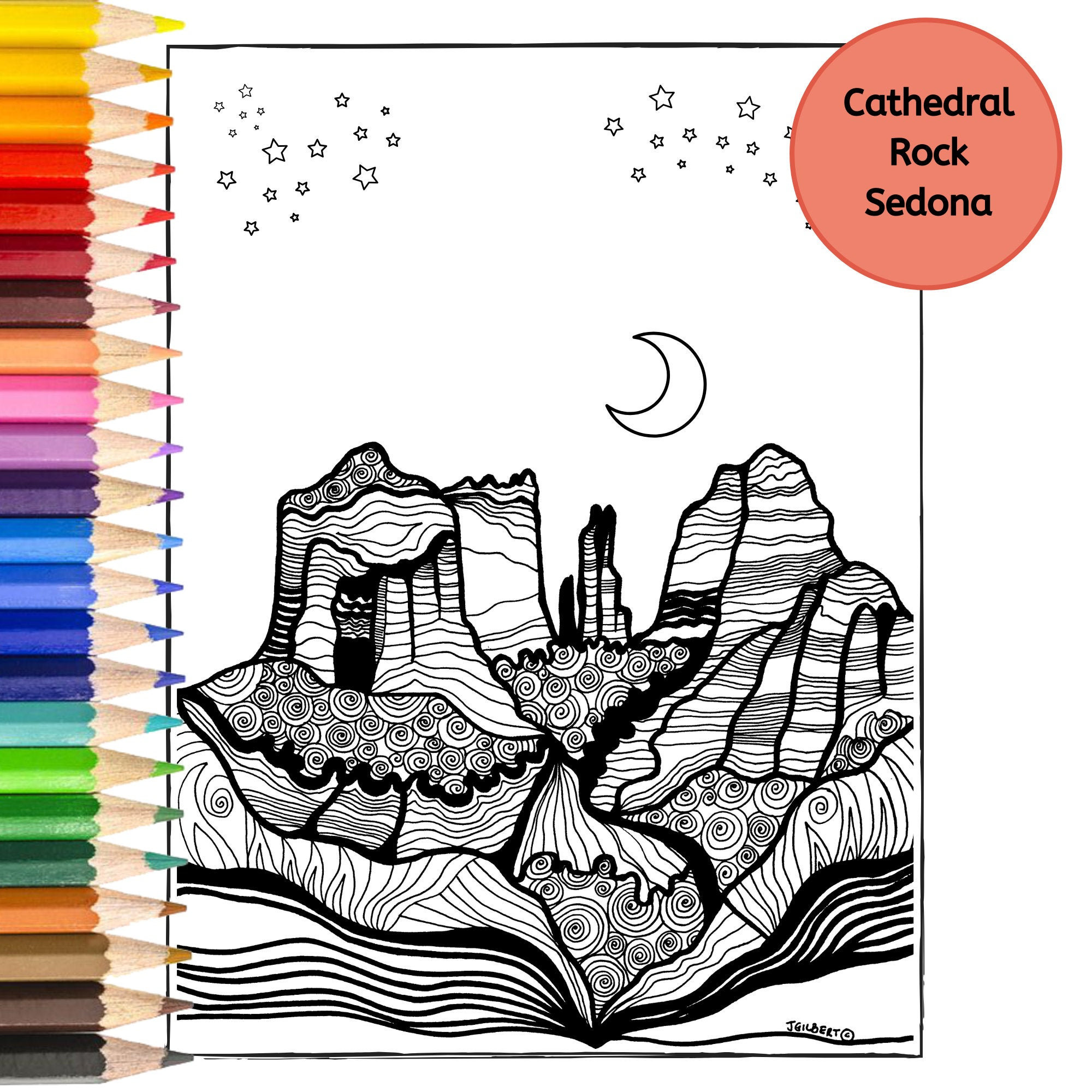 Printable Coloring Page Sedona Arizona Coloring Page Pdf Etsy