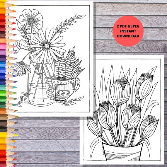 Printable Coloring Page  Flower / Floral Spring Coloring