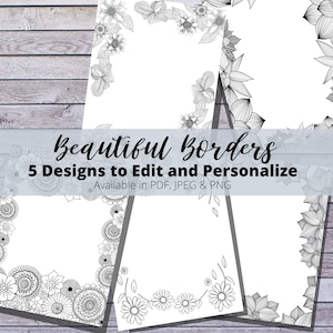 Floral Border Designs: Editable Flower Clip Art (PDF, PNG, JPEG)