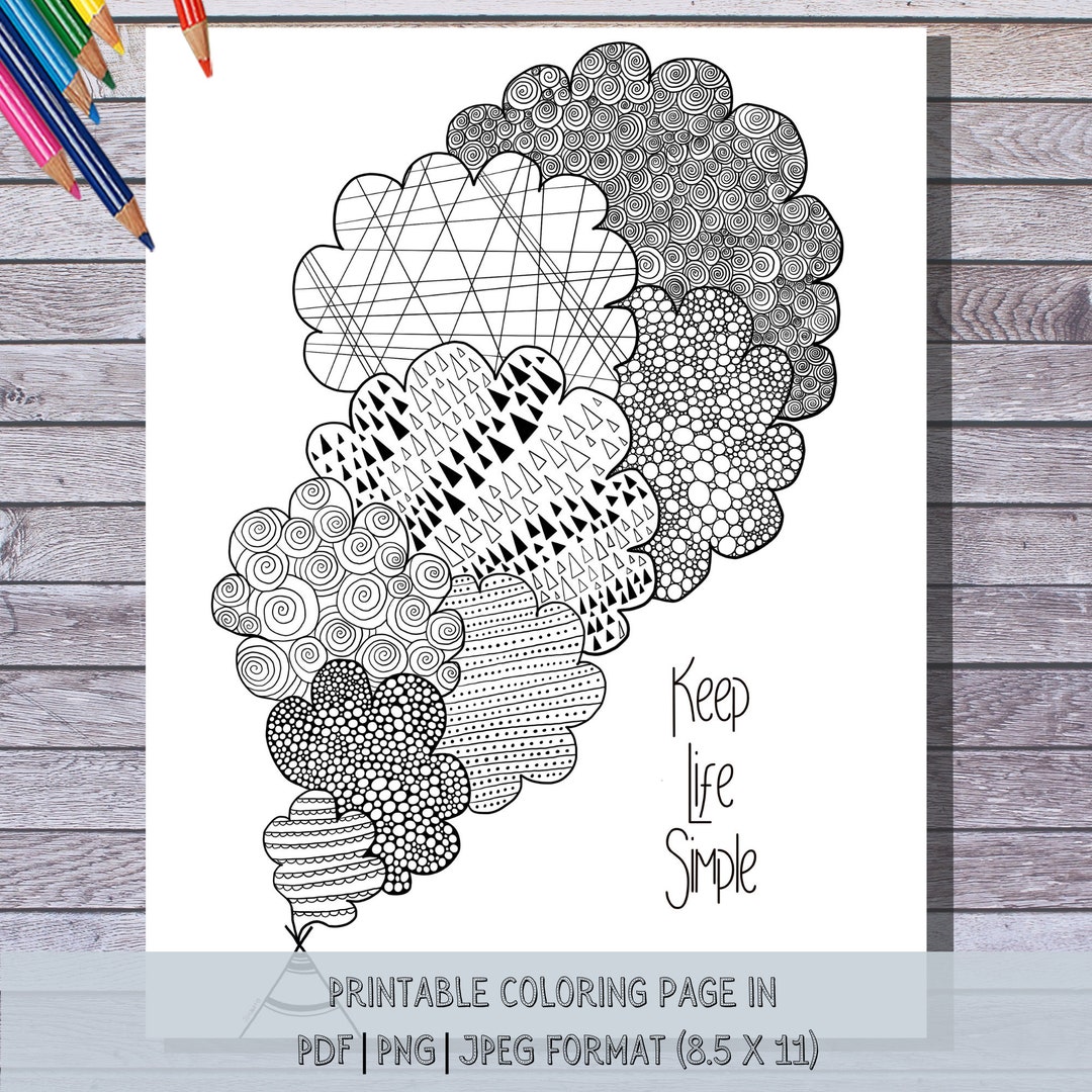 Cute Printable Coloring Page, Hand Drawn, Instant Download, Print and ...