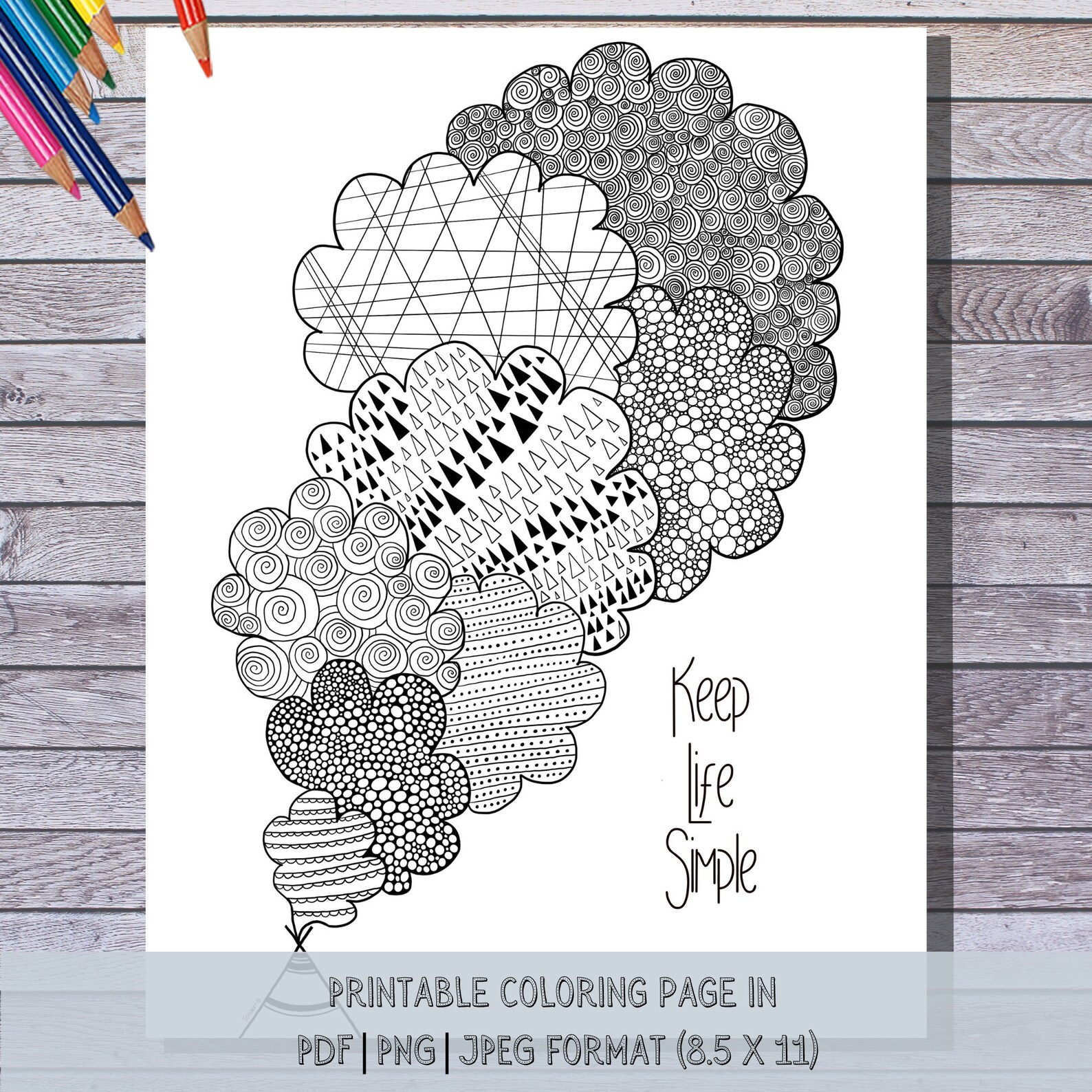 Cute Printable Coloring Page, Hand Drawn, Instant Download, Print and ...