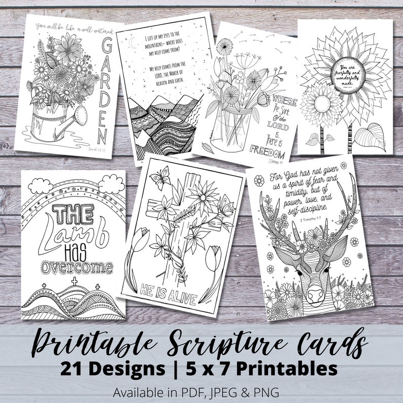 Printable Bible Verse 5 X 7 Note Cards HUGE 21 Page Bundle | Etsy