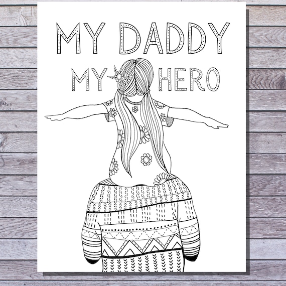 pics My Dad My Hero Coloring Pages etsy