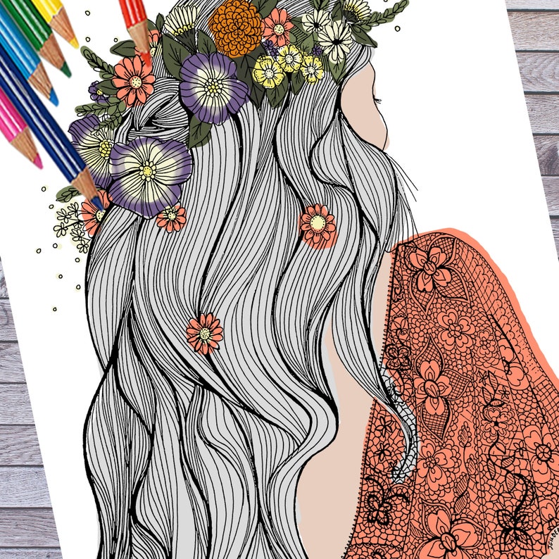 Printable Boho Coloring Page Hand Drawn Instant Download | Etsy