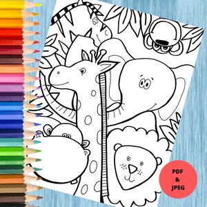 Cute Animal Coloring Page Collection 4 PDF/JPEG Digital | Etsy
