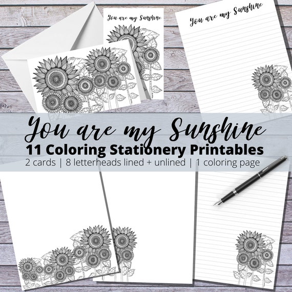 Printable Stationery Set PDF Printable Sunflower Writing | Etsy