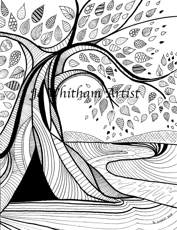 Download Tree By Water Coloring Page PDF & JPEG download | Etsy