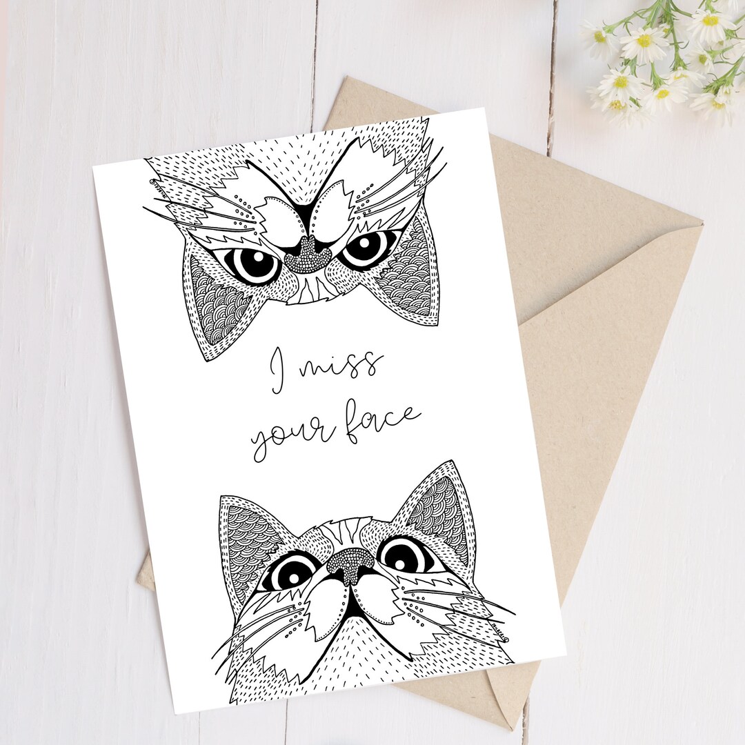 Printable Coloring Page and Greeting Card, Digital PDF Download | Cute ...