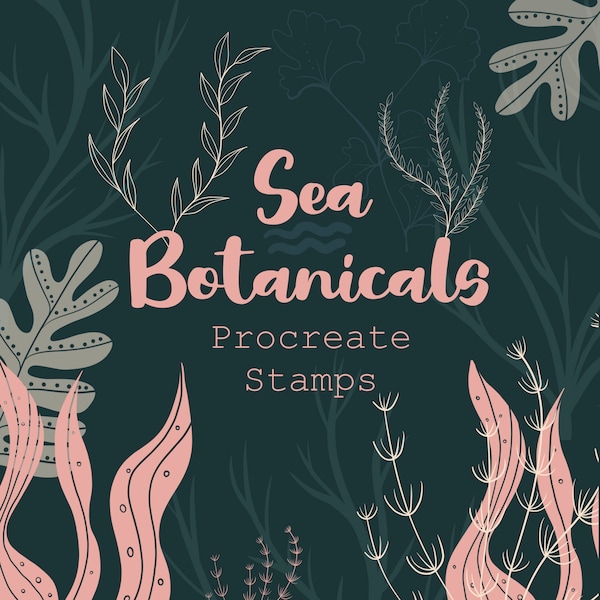 Procreate Stamp Brush Set | Sea Botanicals | 15 Stamps | Seaweed and coral |Instant Download