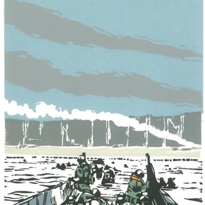 Omaha Beach one of a collection of prints celebrating the 70th  D-Day landings anniversary in Normandy France.