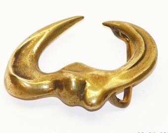 Belt buckle zodiac bull handmade of brass