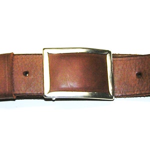 Brass and leather belt buckle frame image 1