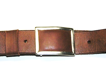 Brass and leather belt buckle frame