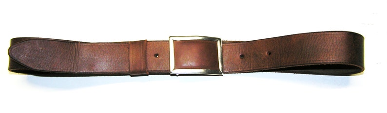 Brass and leather belt buckle frame image 1