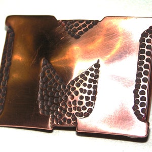 handmade belt buckle M made of copper