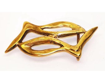 Belt buckle Zodiac fish made of brass