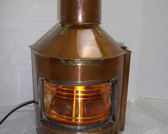 Copper ships lantern ,Alderson and Gyde , Birmingham 1943, converted to LED light, nautical ,maritime antique.