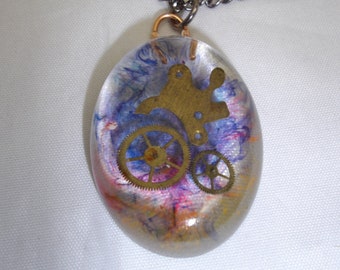 Steampunk Necklace, Watch Parts in a Resin Pendant, Steampunk Jewellery , recycled parts