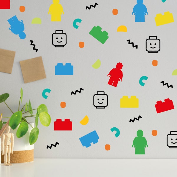 Bright Building Blocks Wall Stickers - Kids Room Wall Decals, Nursery Wall Stickers, Bright Room Stickers, Kids Room Decor