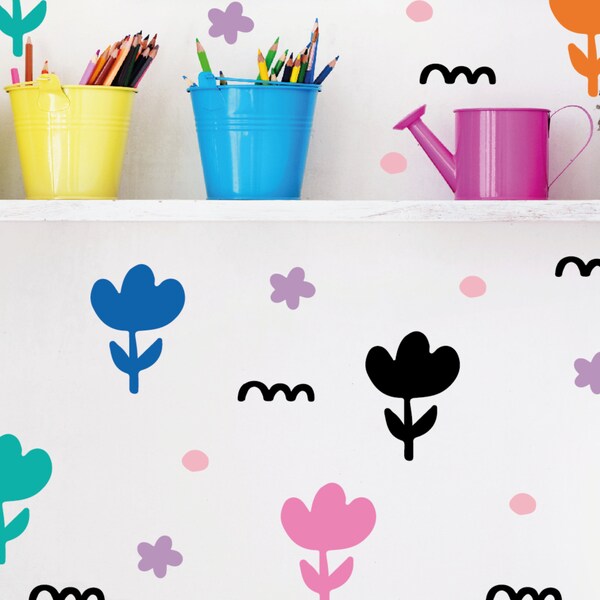 Flower Wall Stickers Etsy UK