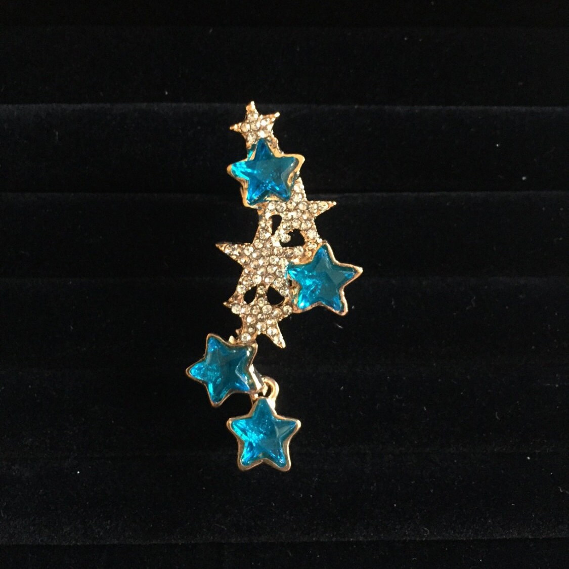 Aqua Blue Star Rhinestone Ear Cuff - Left Ear - Etsy