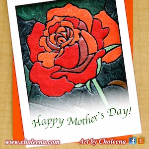 Tarjeta de rosa para el Día de la Madre - Tarjeta de felicitación - Tarjeta pequeña - Tarjeta de jardín - Arte en mosaico - Tarjeta de madre gótica - Tarjeta de amor - Tarjeta de la Mujer Maravilla - Tarjeta de madre esposa