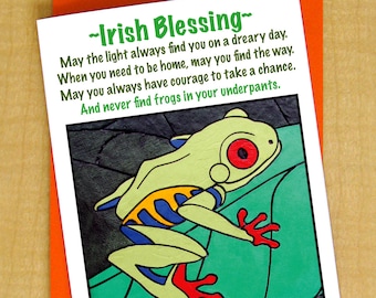 May the light always find you (no frogs in your underpants) Irish blessing card- Small- St Patricks Day Card- Good Luck Card