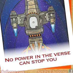 Geen kracht in het vers kan je stoppen - kleine wenskaart - Serenity Firefly TV-show fan verjaardagskaart - inspiratiekaart voor succes