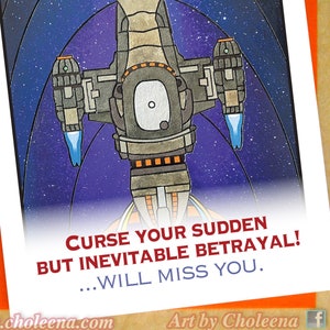 Vervloek je plotselinge maar onvermijdelijke verraad; zal je kaart missen- Was citaat van Firefly- kleine wenskaart- Serenity Firefly TV show fan