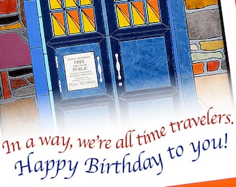 Police Call Box Card- Dr Who card- Birthday Card- Small Card- All Time Travelers- TARDIS Card- Doctor Who Card- British Card- TARDIS