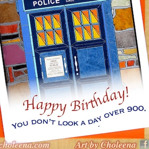 Politie telefooncel kaart-Dr Who-kaart-verjaardagskaart-kleine kaart-A Day Over 900-blanco kaart-TARDIS-kaart-Doctor Who-kaart-Britse kaart-TARDIS
